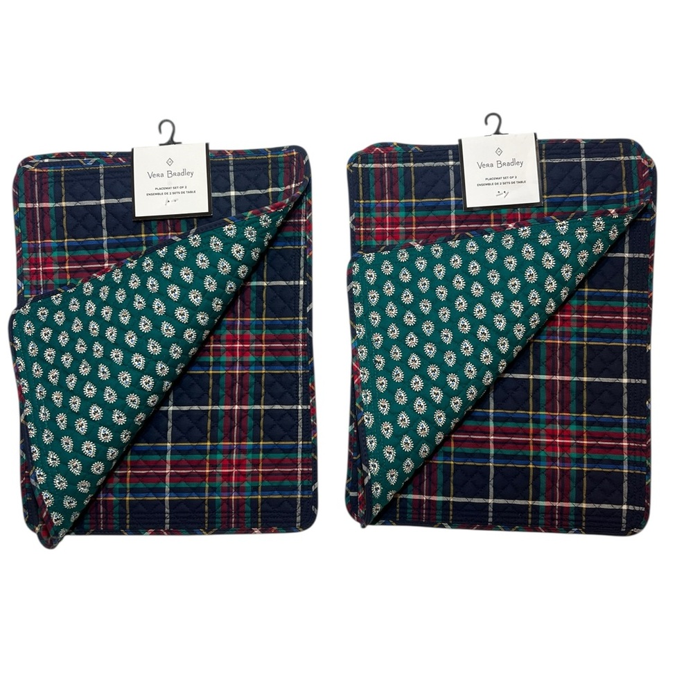 Vera Bradley Tartan Plaid Reversible Quilt Placemats - Set of 4